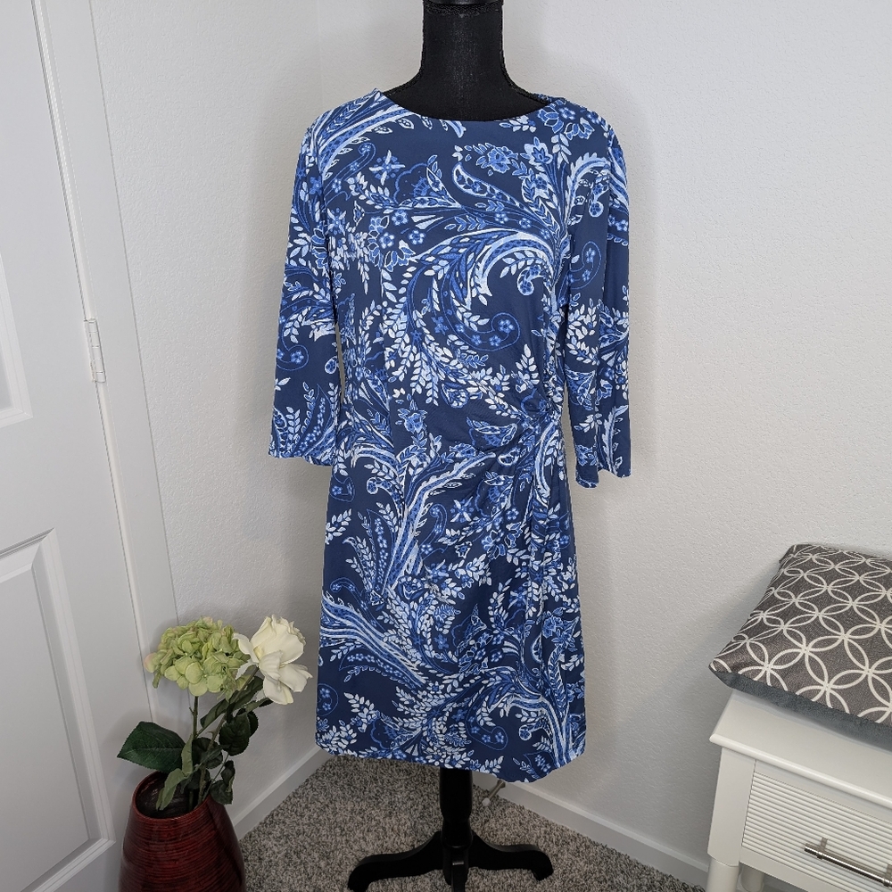 Blue Paisley Print Womens Dress